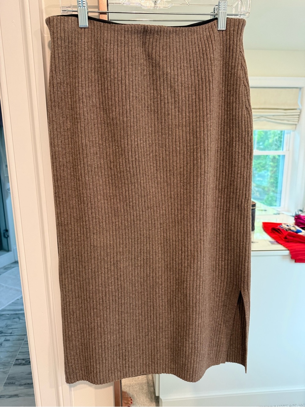 Old Navy Brown Ribbed Sweater Skirt with Side Slit